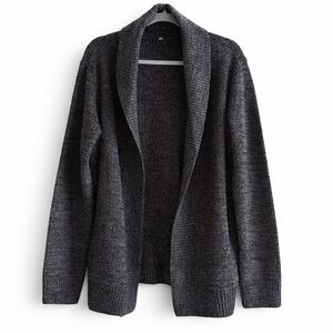 Men’s Simon’s Le 31 Shawl Collar Open Front Cardigan – Charcoal Grey – Medium